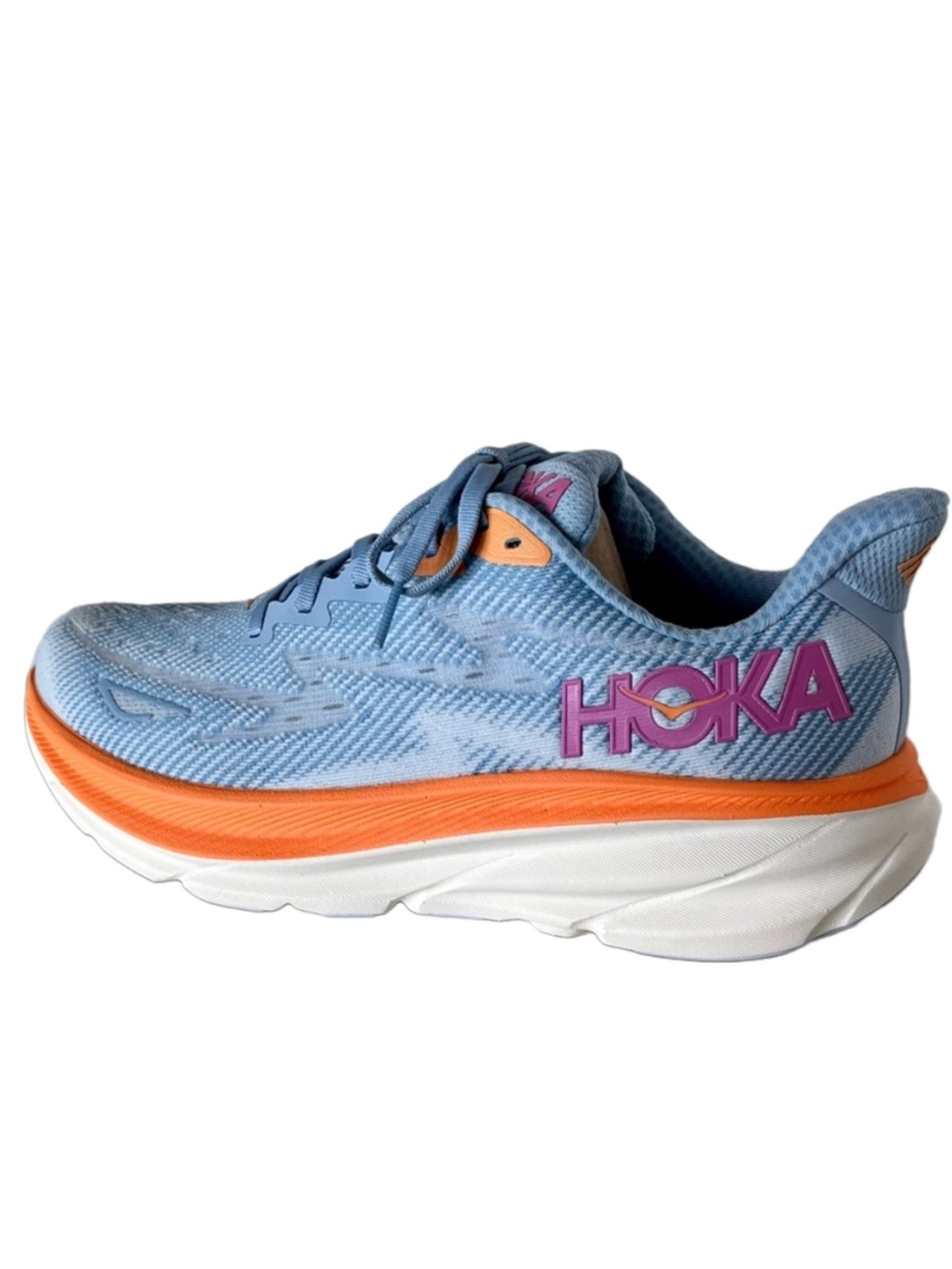 Hoka Clifton 9 Running Shoes | Airy Blue Ice Water Orange Unworn Size 9.5 NWOB
